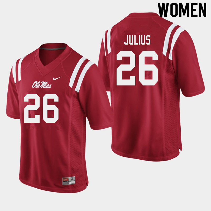 Jalen Julius Ole Miss Rebels NCAA Women's Red #26 Stitched Limited College Football Jersey QJO4558AT